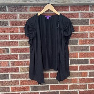 Beverly Drive Black Puff Shoulder Short Sleeve Cardigan